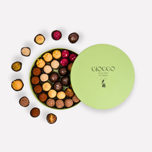 Gourmet chocolate gift box with handcrafted truffles